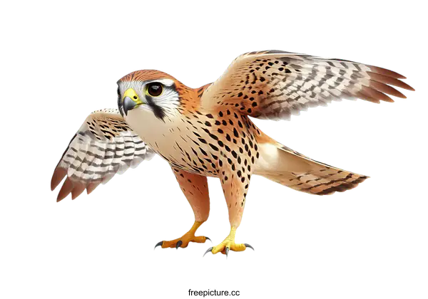 [Transparent Background PNG]Beautiful Illustration of a Kestrel in Flight