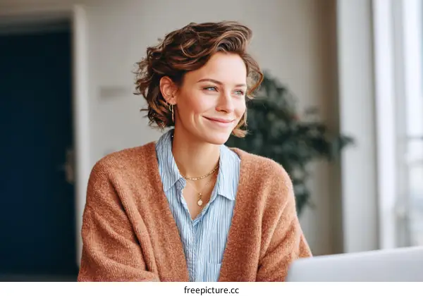 Smiling Woman in Casual Outfit