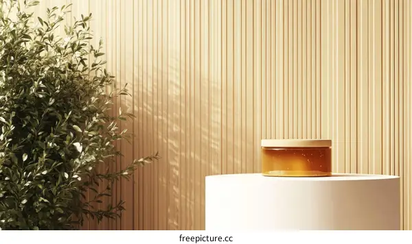 Elegant Wooden Wall Display with Honey Jar