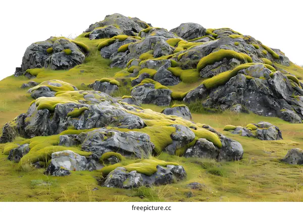 Green Moss Covered Rocks Landscape