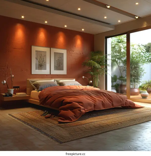 Rustic Modern Bedroom Interior Design Illustration