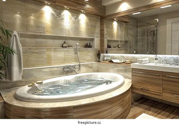 Luxury Modern Bathroom Design with Jacuzzi Tub