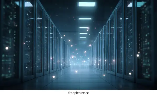 Modern Data Center Interior View