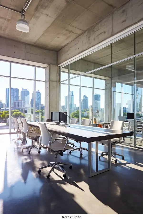 Modern Office Interior with City View