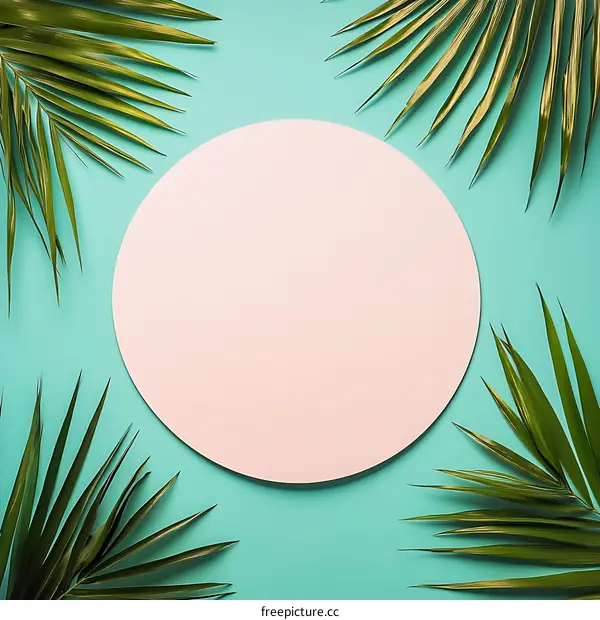 Tropical Summer Background with Pink Circle