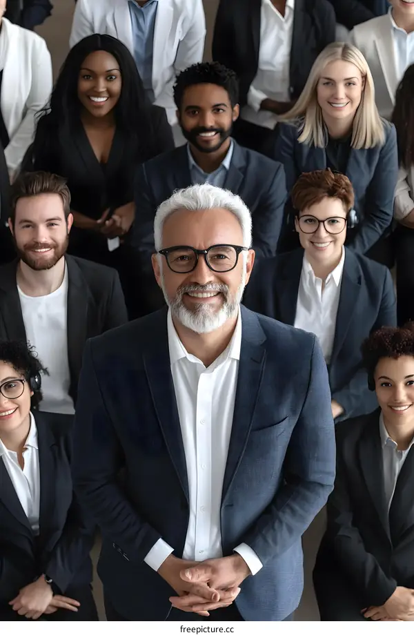 Confident Businessman Standing Out in a Group of People
