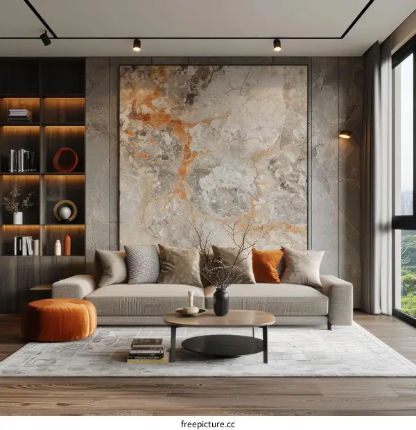 Stylish Modern Living Room with Large Windows