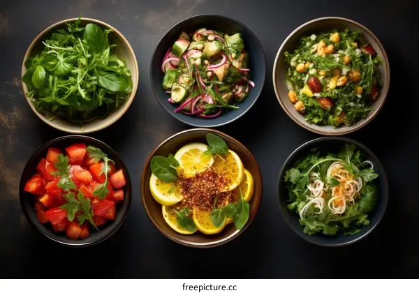 Colorful and Healthy Salad Bowls
