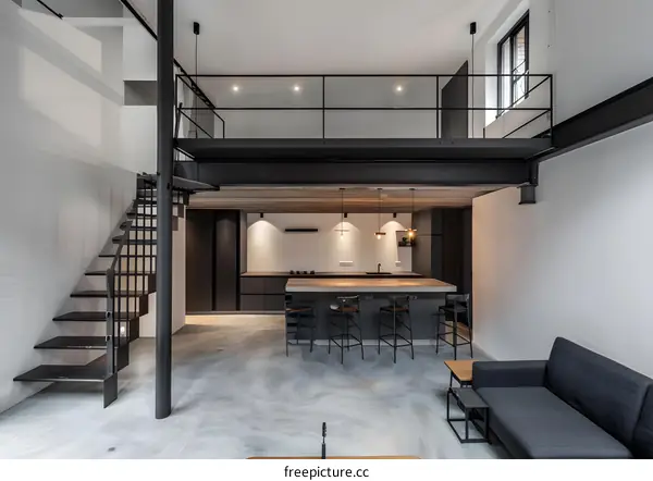 Modern Loft Apartment Interior Design With Open Floor Plan