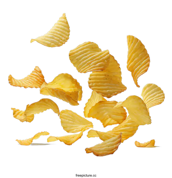 [Transparent Background PNG]Potato chips are flying in the air