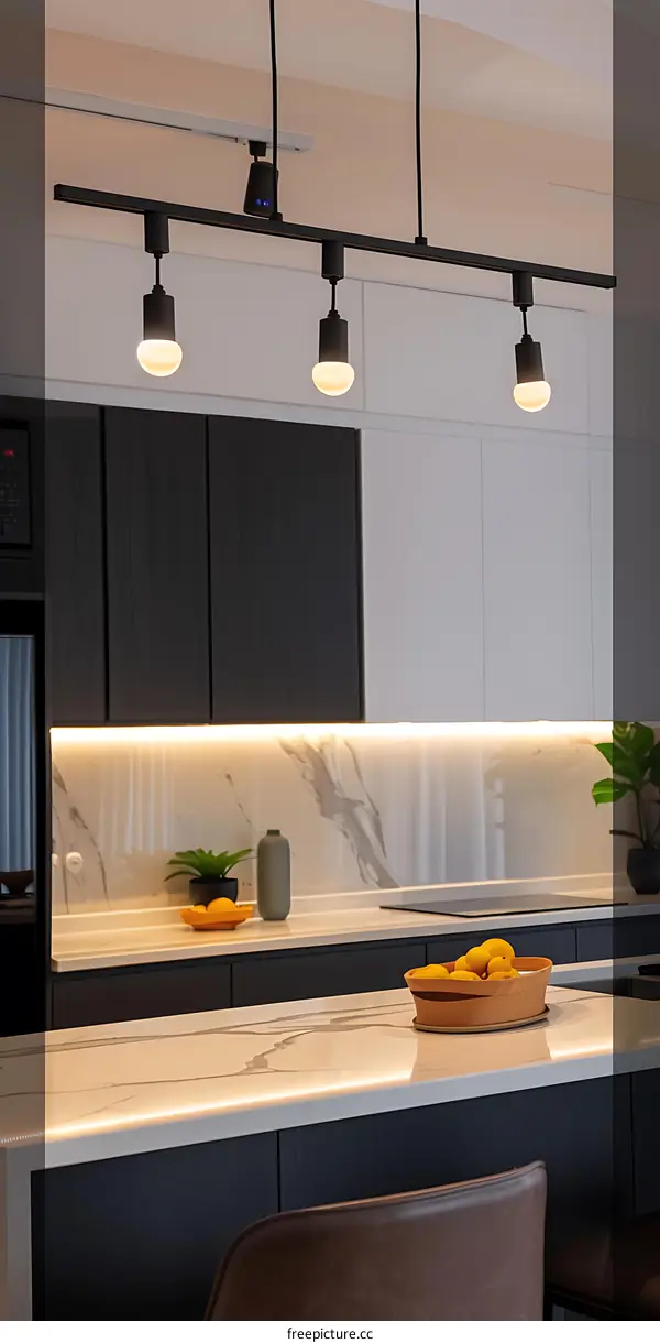 Modern Kitchen Interior Design with Track Lighting