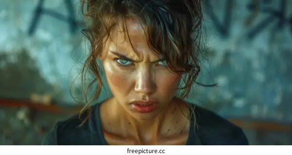 portrait of an angry young woman