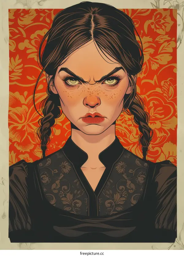 portrait of a young woman with freckles and brown hair