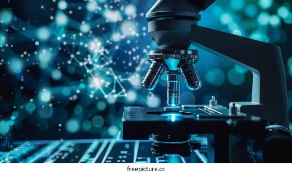 Microscope with Blue Light on Circuit Board