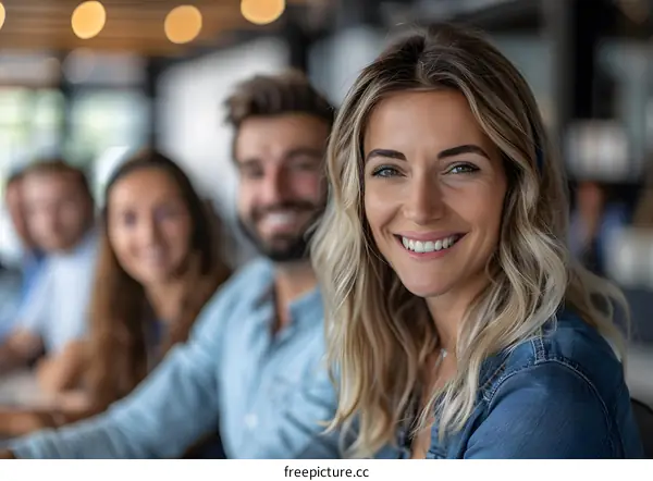 portrait of a group of people in a restaurant