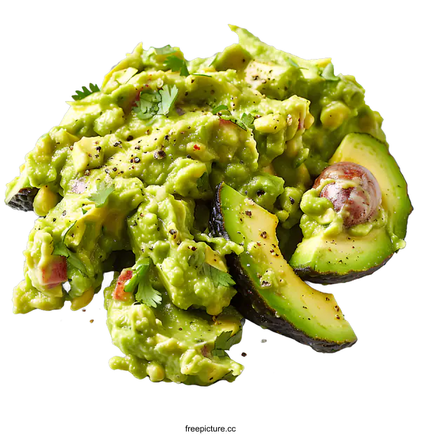 [Transparent Background PNG]Delicious Guacamole with Avocado Slices