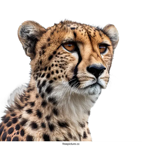 [Transparent Background PNG]Cheetah Portrait on White Background