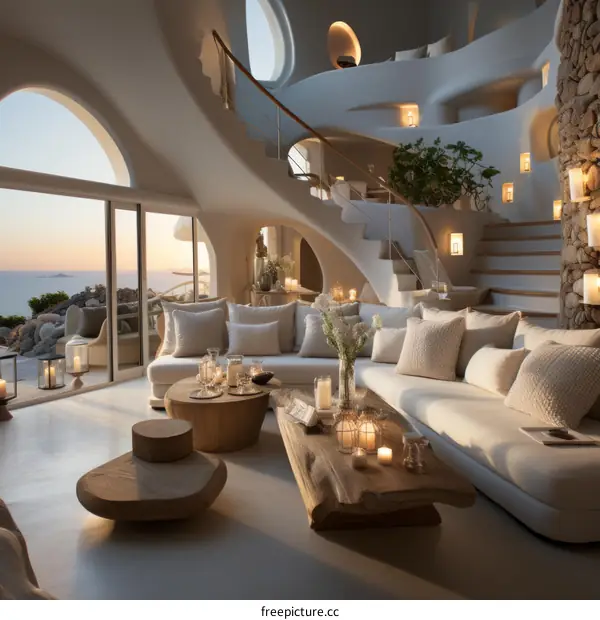 Truly stunning modern villa living room design with amazing sea view