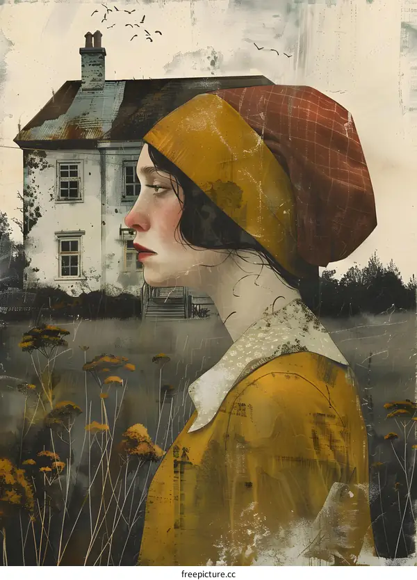 Portrait of a young woman in a yellow headscarf