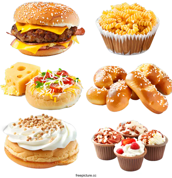 [Transparent Background PNG]Variety of Baked Goods and Food Items