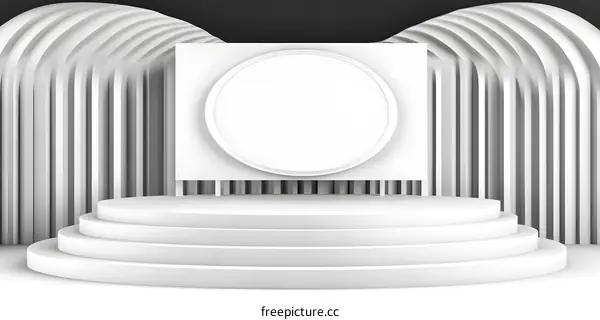 White Abstract Minimalist Stage Background with Oval Frame