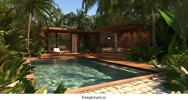 Tropical Villa with Private Pool and Lush Greenery