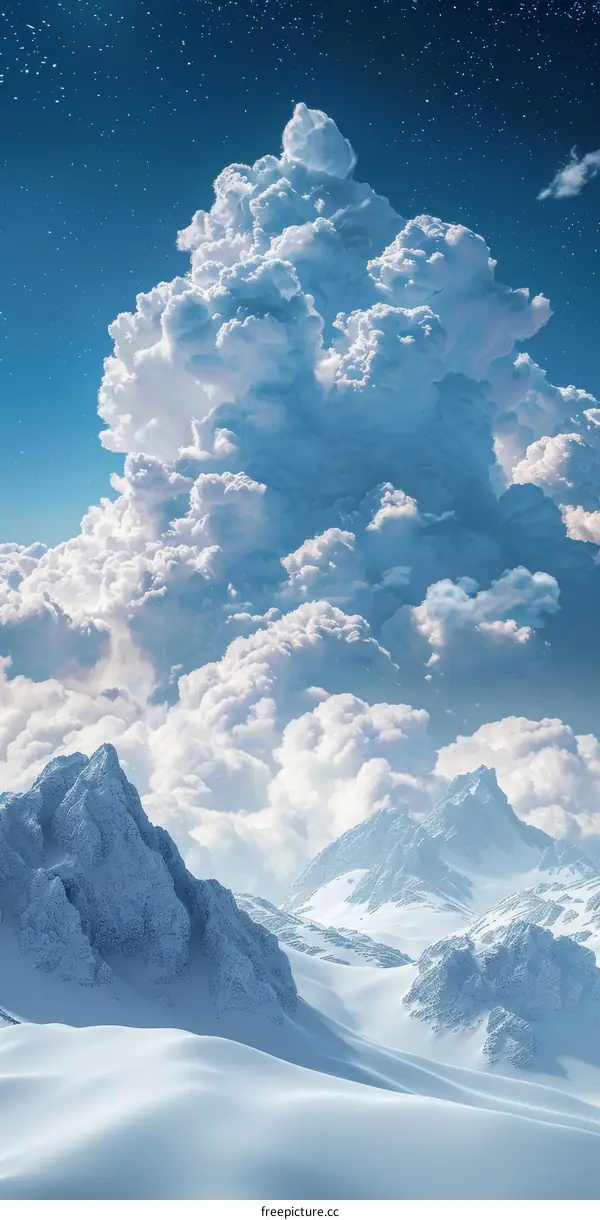 Winter Mountain Cloudscape Illustration