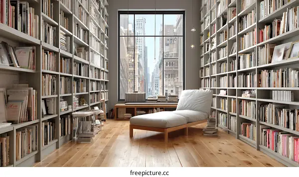 Spacious Modern Library Interior Design