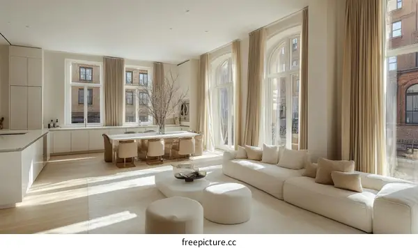 Modern Minimalist Open-Plan Living Room Design