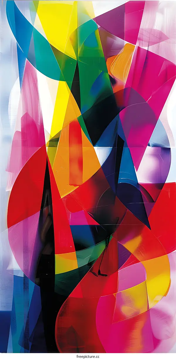 Abstract Colorful Painting With Vibrant Colors and Geometric Shapes