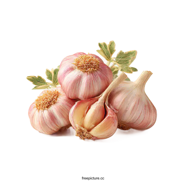 [Transparent Background PNG]Fresh Garlic Heads in Close-up