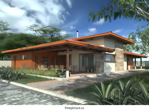 Modern House Exterior Design with Brick and Wood