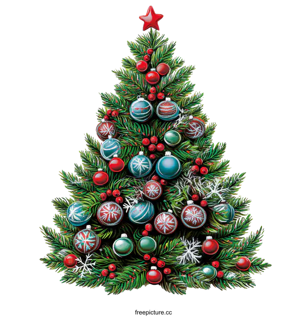 [Transparent Background PNG]Christmas Tree Illustration with Decorations