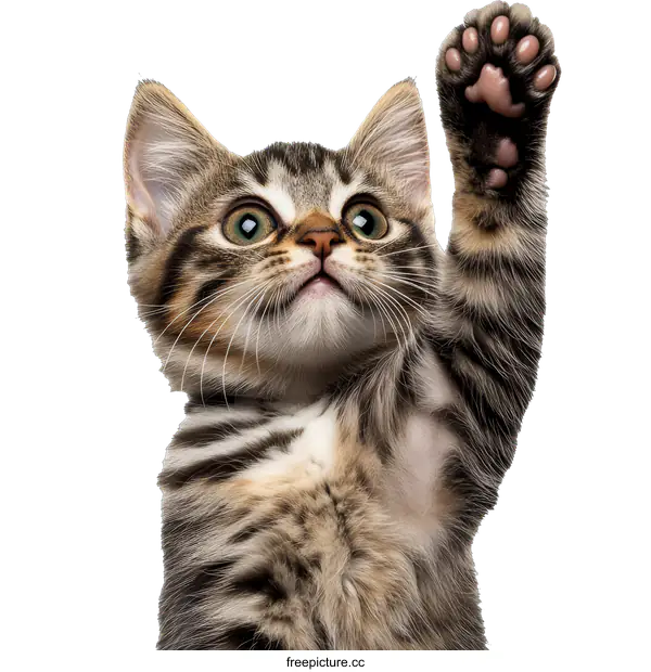 [Transparent Background PNG]Cute Kitten Raising Paw
