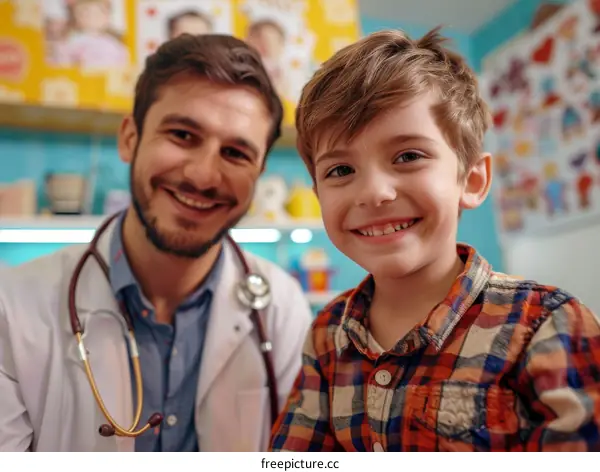 Pediatrician with young patient