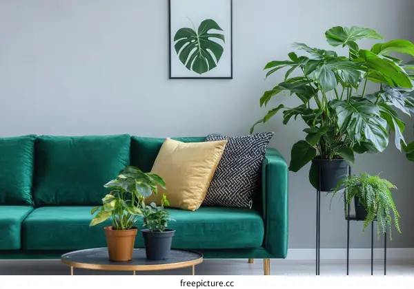 Modern Living Room with Greenery Decor
