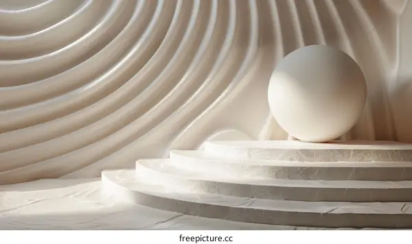 Elegant Cream Pastel Abstract 3D Scene Design