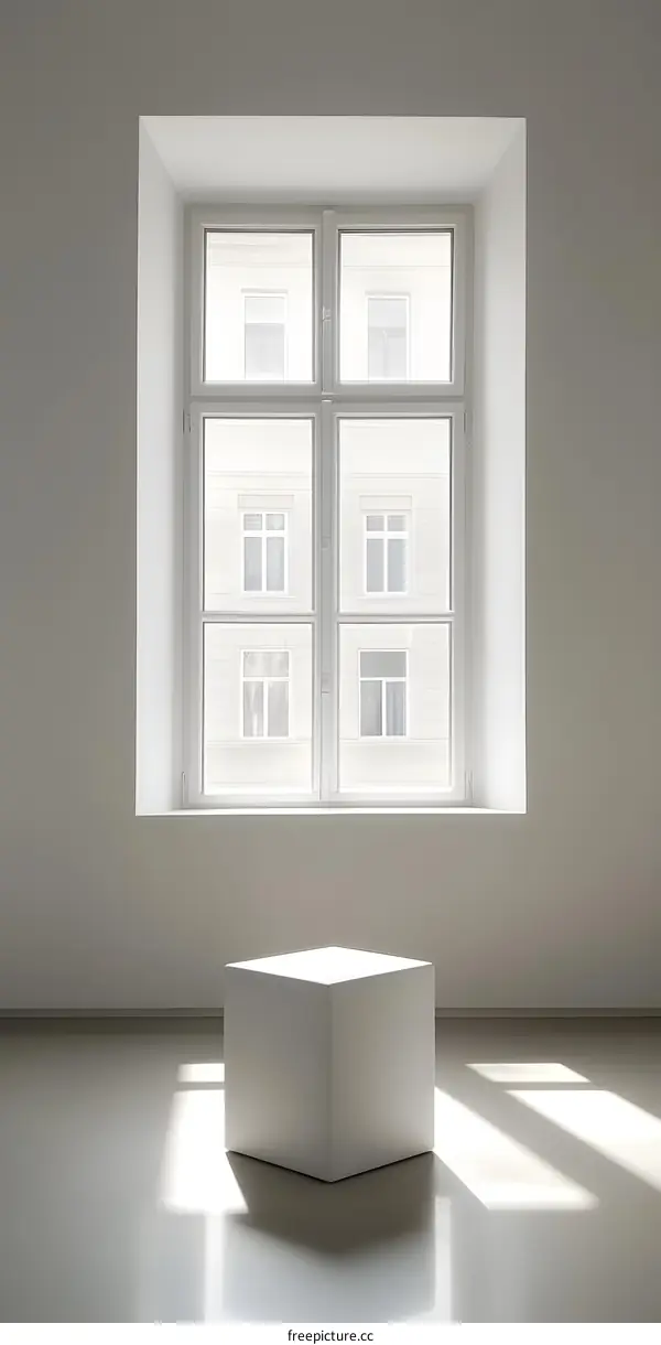 Minimalist White Cube in a Room with a Window