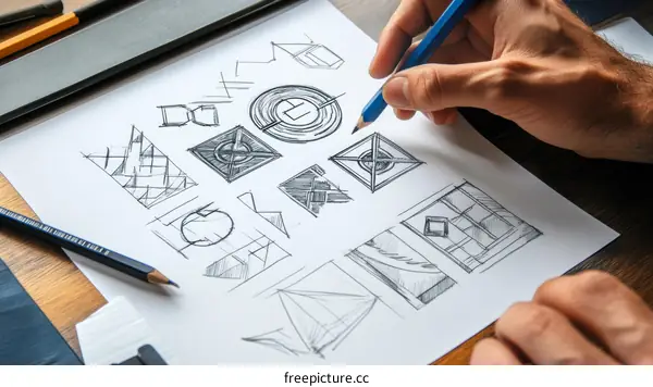 Logo Design Sketches on Paper