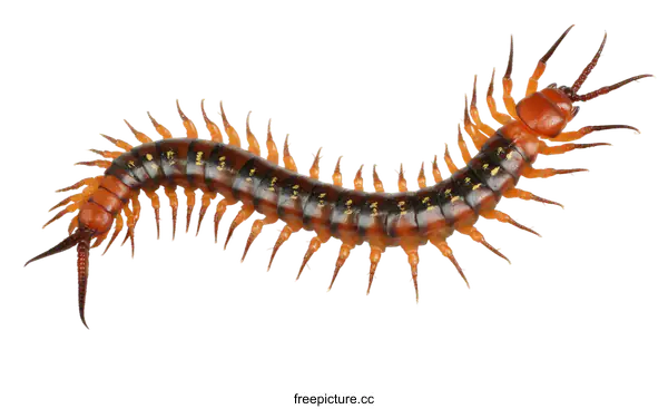 [Transparent Background PNG]Close-up of a Centipede on a White Background