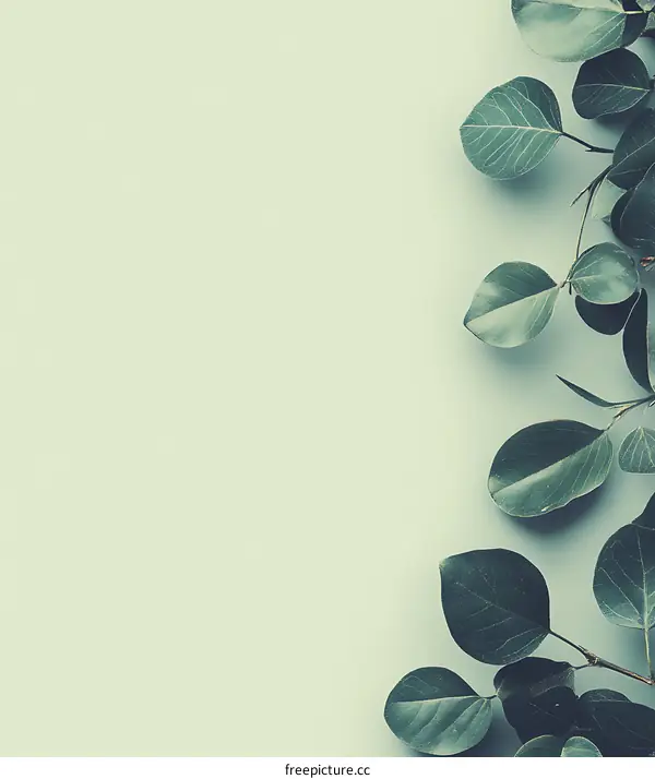 Green Leaves on Light Green Background