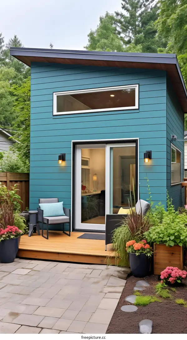 Modern, Blue Backyard House in Seattle