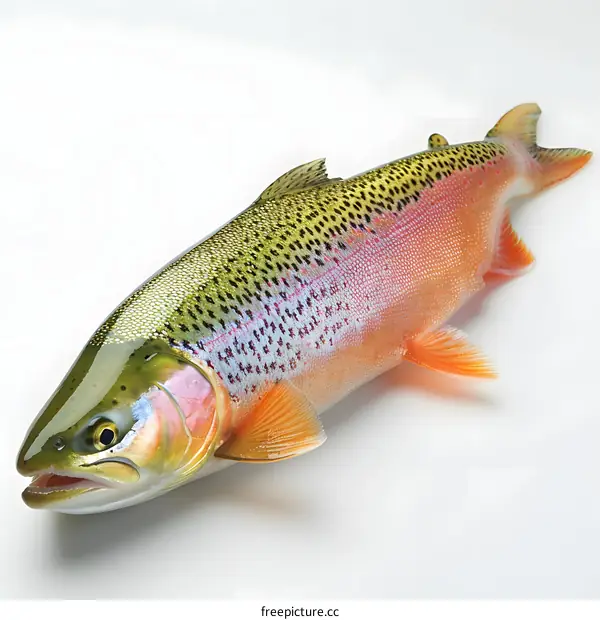 Fresh Rainbow Trout on White Background