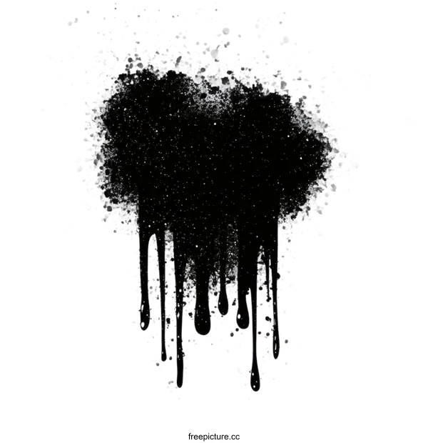 [Transparent Background PNG]Abstract Black Paint Splatter Illustration