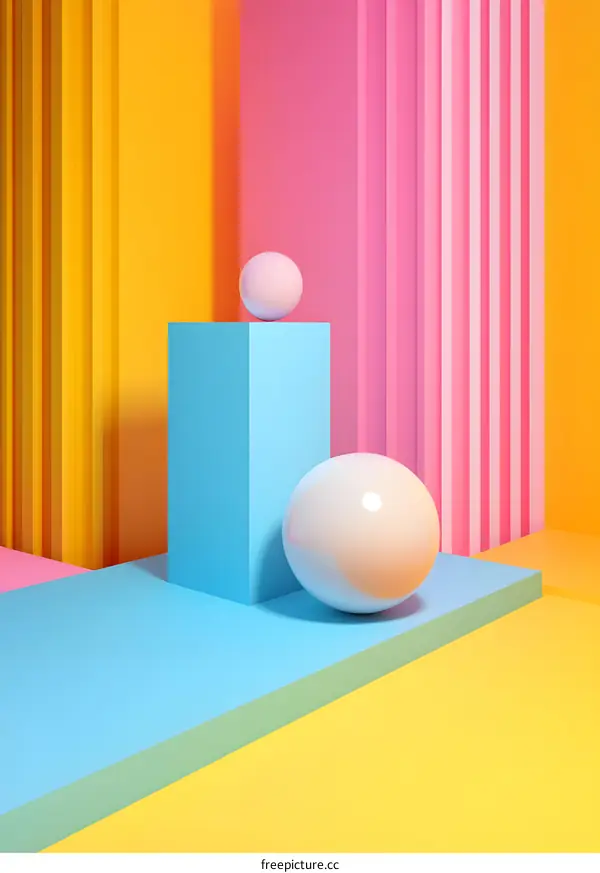 Abstract Colorful 3D Background with Geometric Shapes