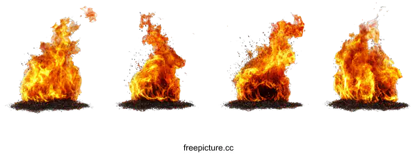 [Transparent Background PNG]Collection of Fiery Flames Isolated on White Background