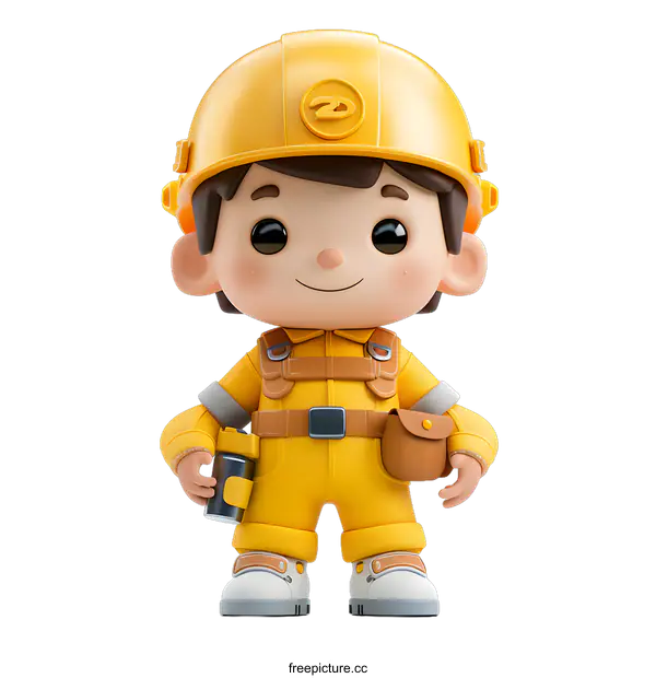 [Transparent Background PNG]Cute construction worker character