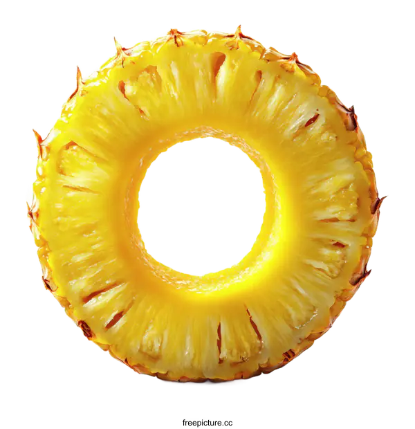 [Transparent Background PNG]Close Up of a Pineapple Ring Slice