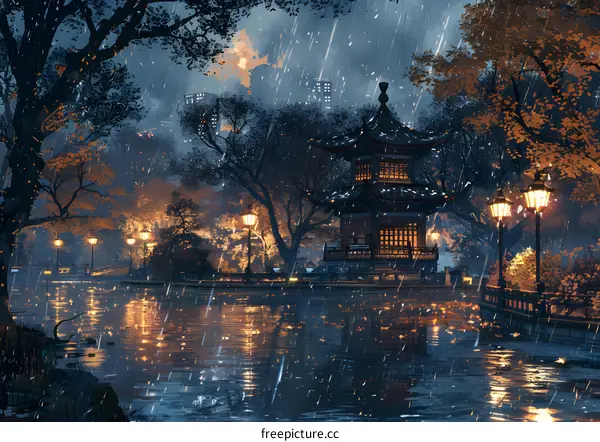 Rainy night in the park