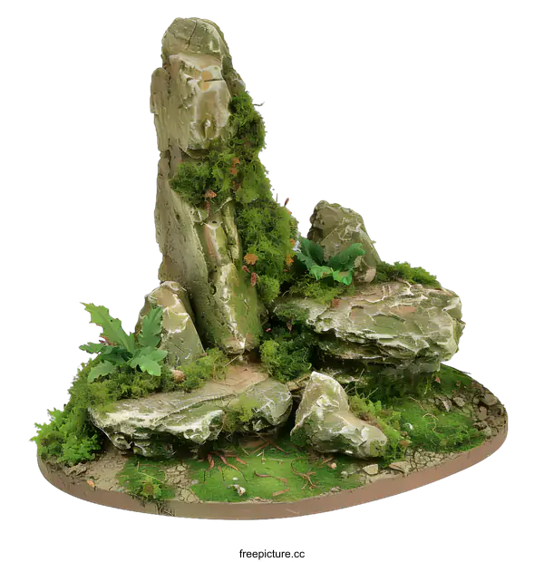 [Transparent Background PNG]Green Mossy Rocks Isolated On White Background